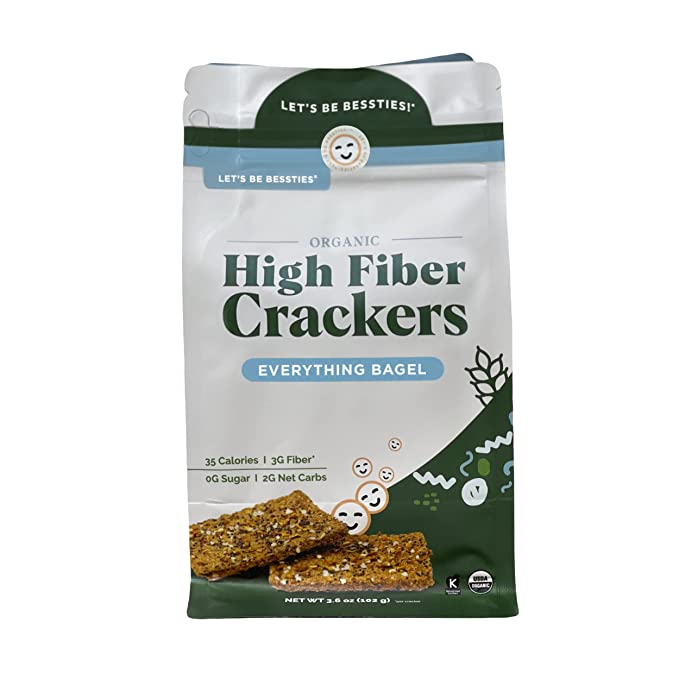 Let's Be Bessties! Organic High-Fiber Crackers Non-GMO Crispbread | The Besst Crackers for Fitting Fiber into Vegan, Paleo, or Low-Carb Diets | Everything Bagel, 1 Pack  - 860002937809
