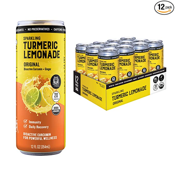  Golden Tiger | Organic Sparkling Turmeric Lemonade - Original | Inflammation Relief, Immunity Support & Daily Recovery Beverage | Bio Active Curcumin + Ginger - 12 Cans - Recover with Plant Based Power - Caffeine Free - 20 Calories  - 860003454381
