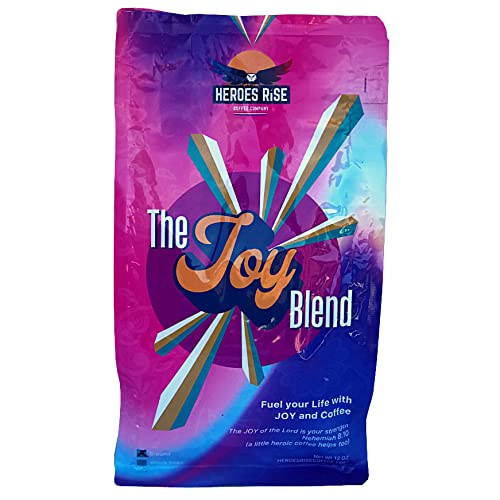  Heroes Rise Coffee Premium Fair Trade Medium to Dark Roast Coffee Ground 12 Oz Bag Joy Blend  - 860004428695