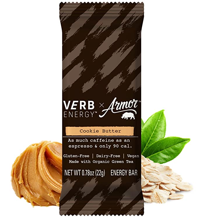  Verb Cookie Butter Caffeinated Energy Bars - 90-Calorie Low Sugar Energy Bar - Delicious Nutrition Bars - Vegan Snacks - Gluten Free Breakfast Bars with Organic Green Tea, 22g (Pack of 12)  - 860004646860