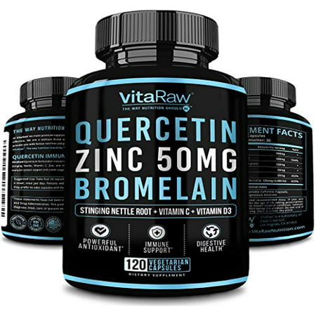 Quercetin 500mg Supplement Zinc 50mg Vitamin C Vitamin D3 for Immune support A Zinc Quercetin Supplement with Bromelain Immunity Booster Antioxidants & Anti Inflammatory Quercetin - 860005148127