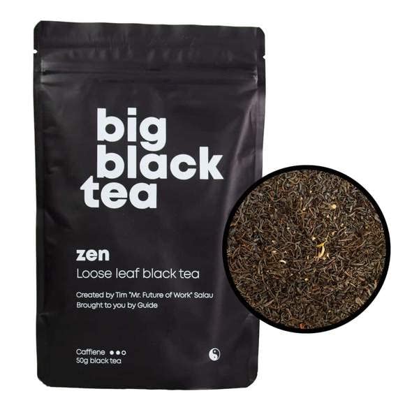 Big Black Tea, Premium Natural Organic Loose Leaf Caffeinated Craft Tea, 25g, 15 Filters (Black) - 860005405404