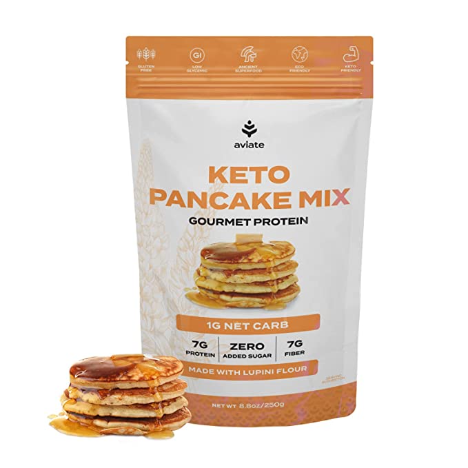  Aviate Keto Pancake & Waffle Mix - 1 Net Carb Keto Pancakes - Keto Waffle Mix - Sugar-Free & Gluten-Free Keto Breakfast - Delicious Keto-Friendly - Lupini Flour Low Carb Pancake & Waffle Mix (8.8 OZ) (Pack of 1)  - 860005451395