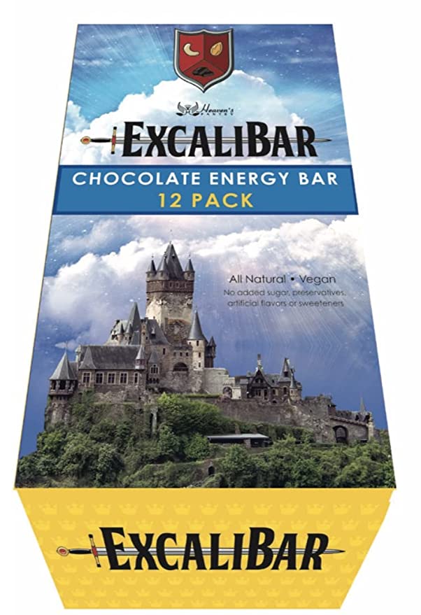  ExcaliBar Chocolate Energy Bar, Gluten Free, All Natural, Vegan, 1.87 oz Bars (Box of 12)  - 860005994137