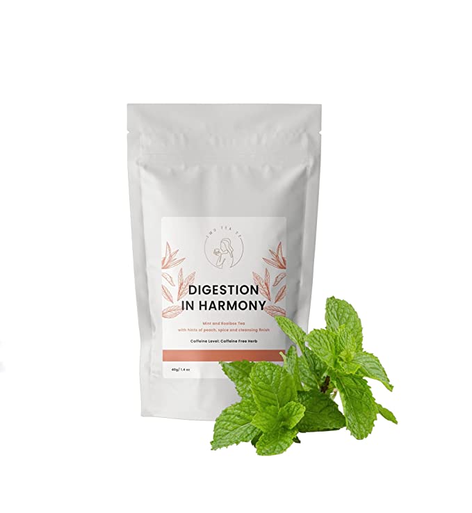 Digestion Tea -Herbal Tea Bags- Mint Tea Bags- Peppermint Spearmint Tea Bags with Rooibos- Caffeine Free Tea Bags- 20 Tea Bags (Pack of 1)- Digestion in Harmony- by Two Tea 22 - 860008066336