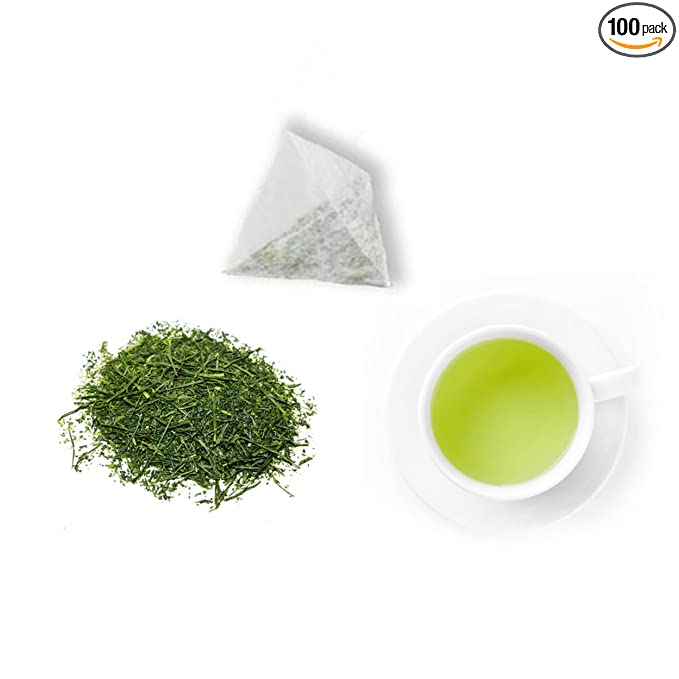  Japanese Green Tea Co Crude Green Tea – 100-Pack Authentic Aracha Japanese Green Tea Bags – All-Natural Vegan Highest Grade Green Tea Loose Tea – Rich in Antioxidants – Mild Taste  - 860008455307