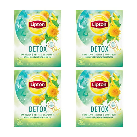 Lipton Herbal Supplement with Green Tea Detox 15 ct Pack of 4 - 861020112148