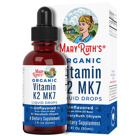 Organic Vitamin K2 (MK7) Liquid Drops by MaryRuth's Non-GMO Vegan, Soft Taste for Men, Women & Children, 1oz Glass Bottle - 861365000407