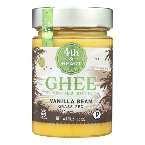  4th & Heart Vanilla Bean Grass-Fed Ghee, 9 Ounce, Keto, Pasture Raised, Non-GMO, Lactose and Casein Free, Certified Paleo  - 861555000149