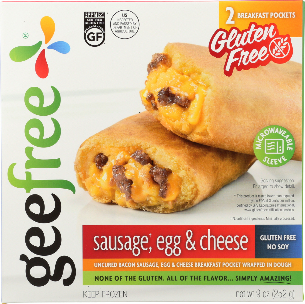 GEEFREE: Gluten Free Sausage Egg & Cheese Pockets, 9 oz - 0862122000302