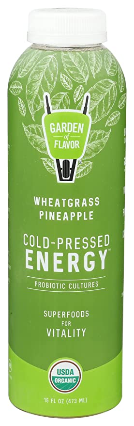 Garden Of Flavor, Cold-Pressed Energy Juice, Wheatgrass & Guayusa Leaf - 862568000201