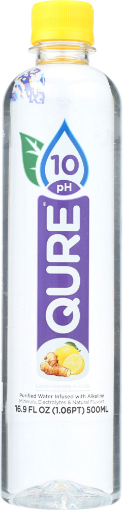 QURE: Alkaline Water Lemon Ginger, 16.9 oz - 0864522000180