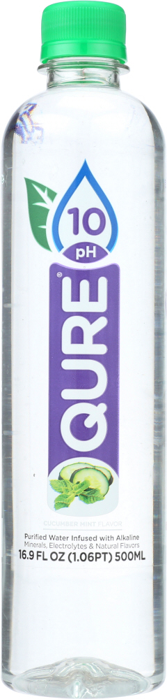 QURE: Cucumber Mint Alkaline Water, 16.9 oz - 0864522000197