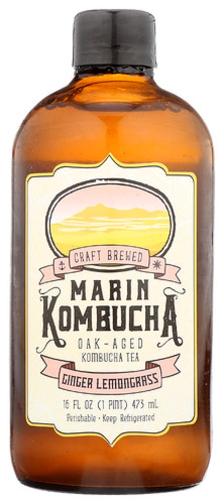 MARIN KOMBUCHA: Ginger Lemongrass Kombucha, 16 oz - 0864820000141