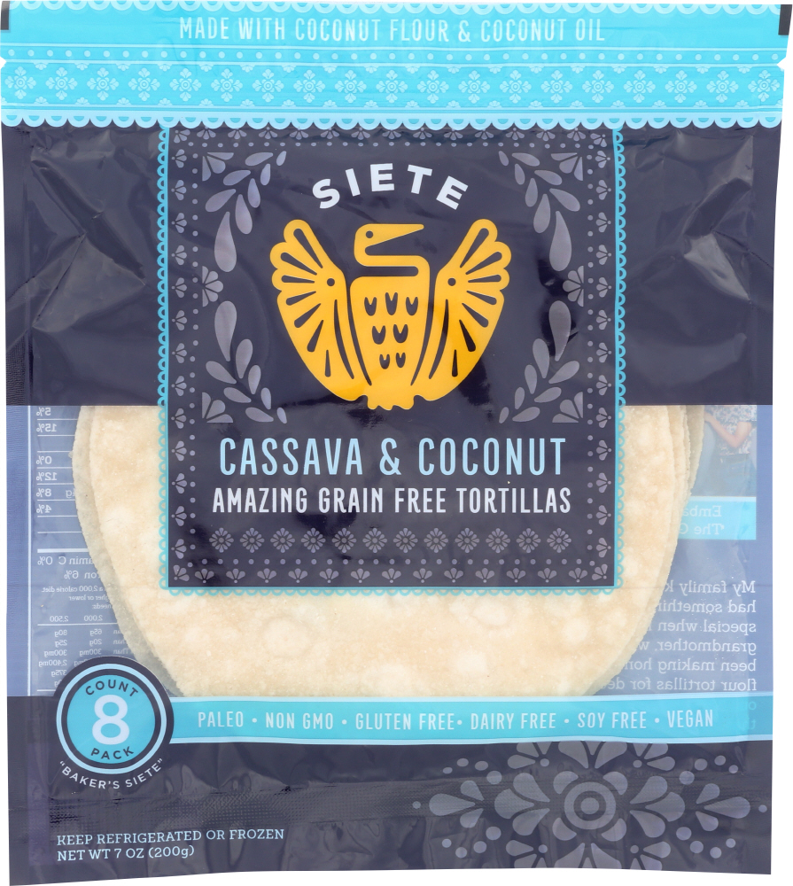 SIETE: Cassava & Coconut Flour Tortillas 8 Piece, 7 oz - 0865336000014