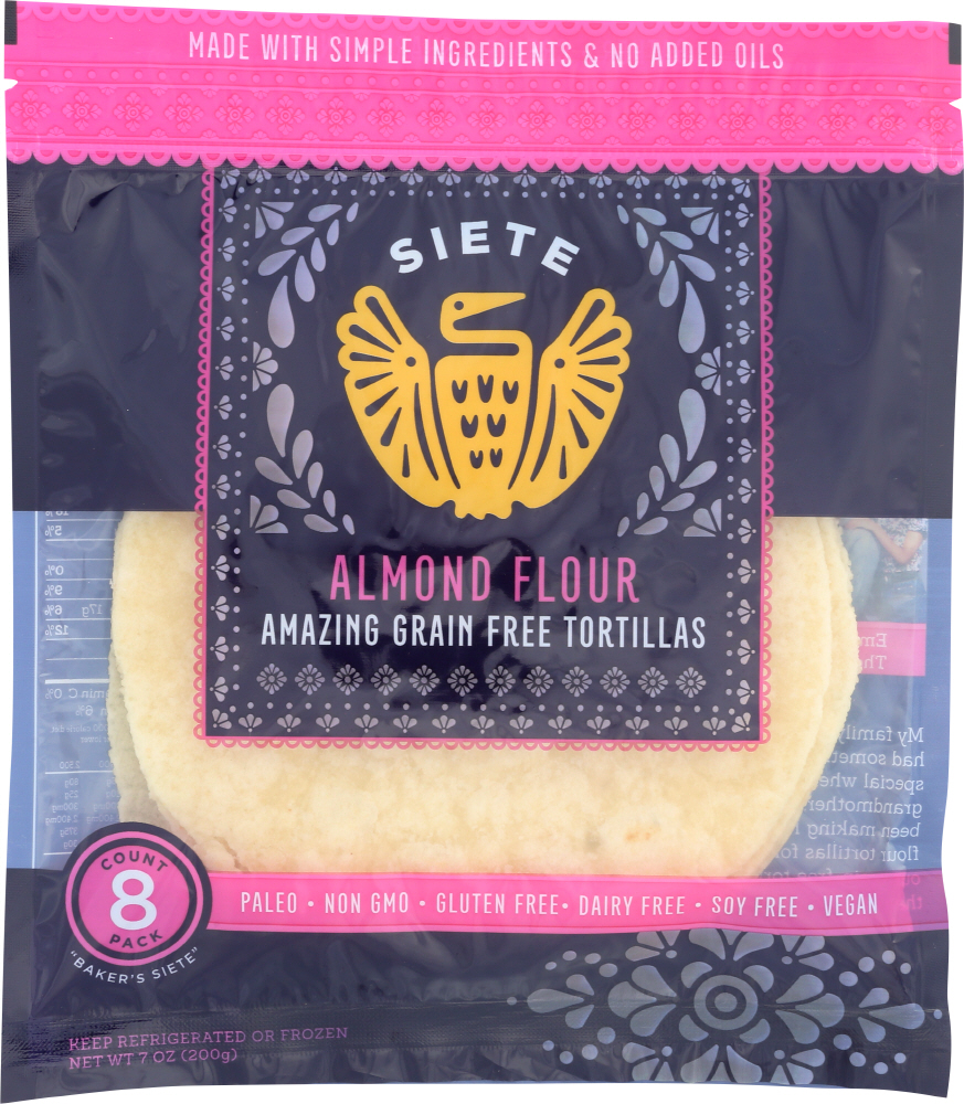 SIETE: Almond Flour Tortillas 8 Piece, 7 oz - 0865336000021