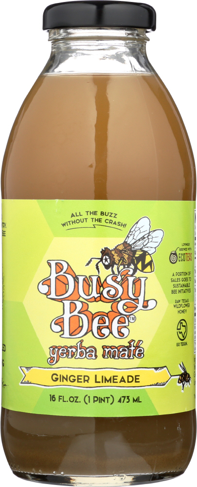 BUSY BEE YERBA MATE: Beverage Limeade Ginger, 16 oz - 0865507000201