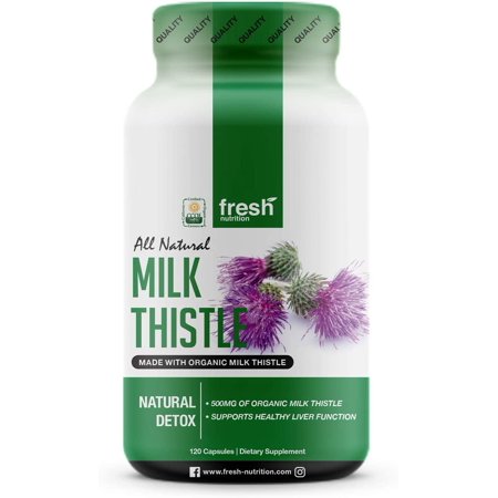 Fresh Nutrition Organic Milk Thistle Supplement 2000mg (Silymarin) 120 Capsules - 866891000358