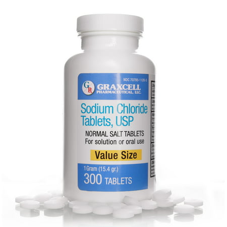 Sodium Chloride 1 Gram (15.4gr.) | Normal Salt Tablets | 300 Count - 867017000450