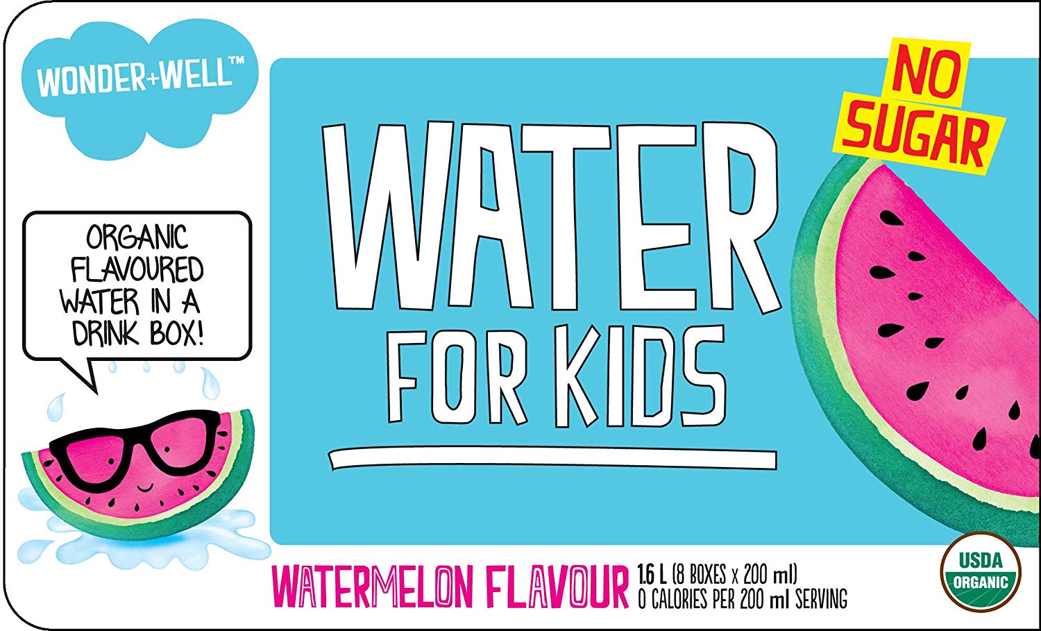 WONDER WELL: Organic Water with a Dash of Watermelon Pack of 8, 54 oz - 0867471000102