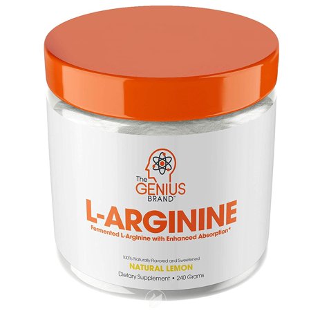GENIUS L ARGININE Powder - Fermented L-Arginine Nitric Oxide Supplement, Natural Muscle Builder & NO Booster for Healthy Blood Pressure, Protein Synthesis and Strength Building, Unflavored, 30 Sv - 868054000304