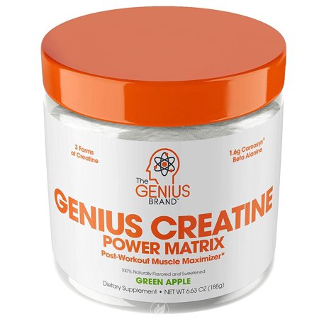 Genius Creatine Powder, Post Workout Supplement For Men and Women with Creapure Monohydrate and Carnosyn Beta-Alanine SR, Natural Lean Muscle Builder – Sour Apple, 195G (B075141SWS) - 868054000397