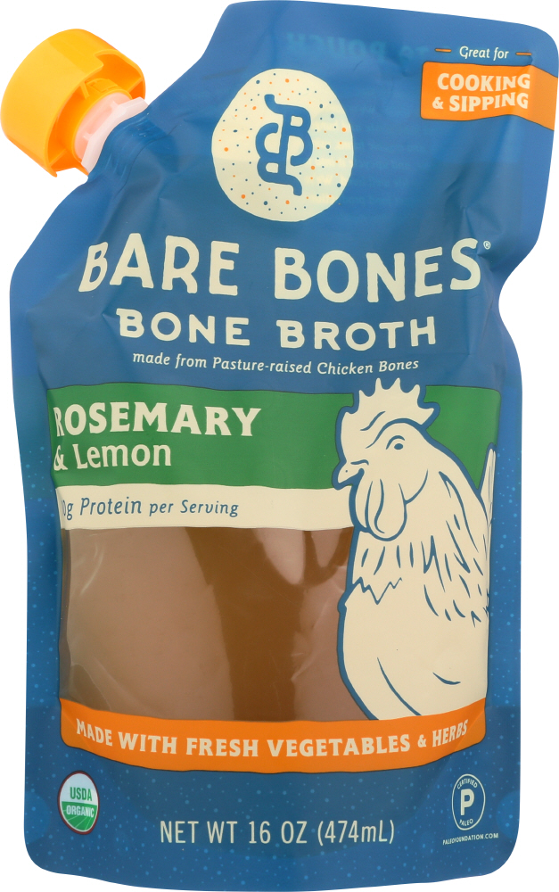 Bone Broth Made From Pasture-Raised Chicken Bones, Rosemary & Lemon - bone