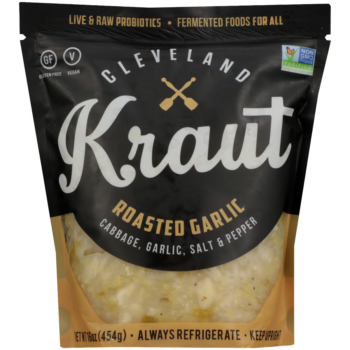 CLEVELAND KRAUT: Roasted Garlic Sauerkraut, 16 oz - 0869982000053