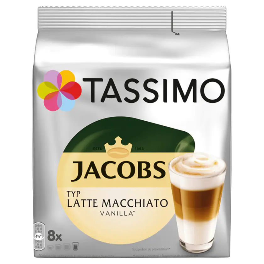 Tassimo Kapseln Jacobs Latte Macchiato Vanilla, 8 Kaffeekapseln - 8711000364123