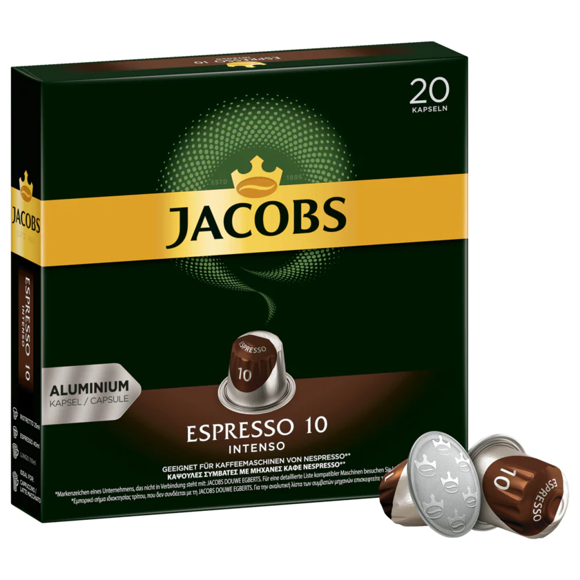 Jacobs Kaffeekapseln Espresso 10 Intenso, 20 Nespresso kompatible Kapseln - 8711000371190