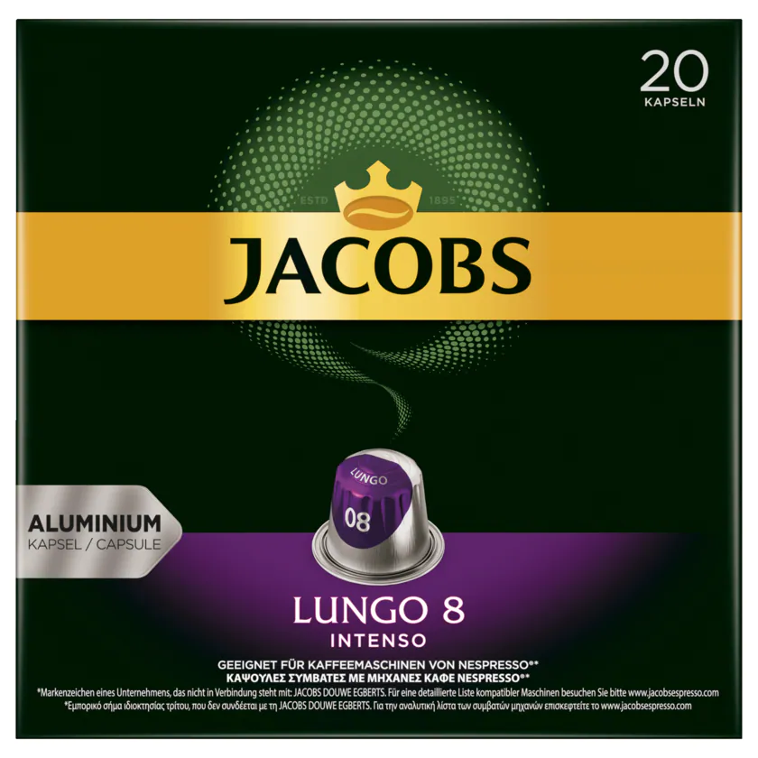Jacobs Kaffeekapseln Lungo 8 Intenso, 20 Nespresso kompatible Kapseln - 8711000371251