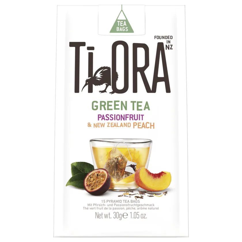 Ti Ora Green Tea Passionfruit & New Zealand Ppeach 30g - 8711000417058