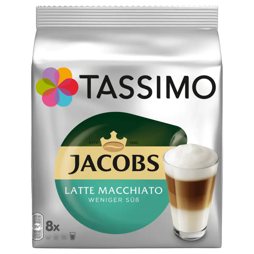 Tassimo Jacobs Latte Macchiato weniger süß 236g, 8 Kapseln - 8711000430873