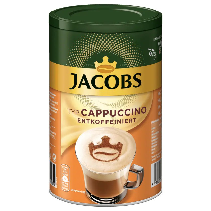 Jacobs Cappuccino entkoffeiniert, Kaffeespezialitäten 220g - 8711000524855