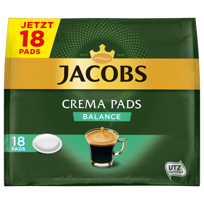 Jacobs Crema Pads Balance 118g, 18 Pads - 8711000851876