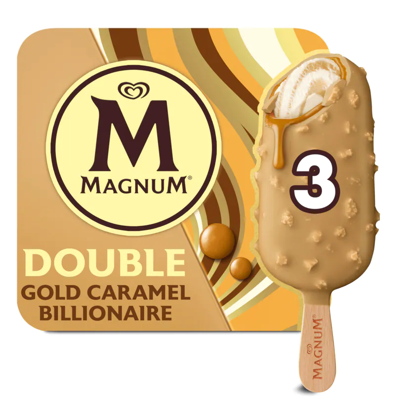 MAGNUM Eis Double Gold Caramel Billionaire 3 x 85 ml - 8711327483071
