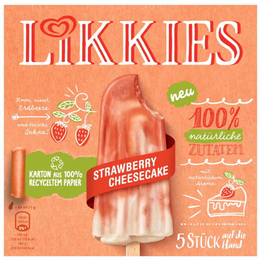 Langnese Likkies Strawberry Cheesecake Eis 420g - 8711327487871