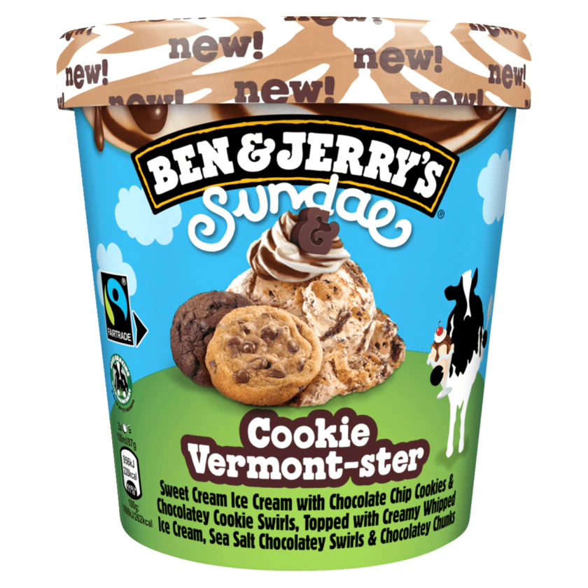 Ben & Jerry's Sundae Eiscreme Cookie Vermont-ster 427ml - 8711327539624