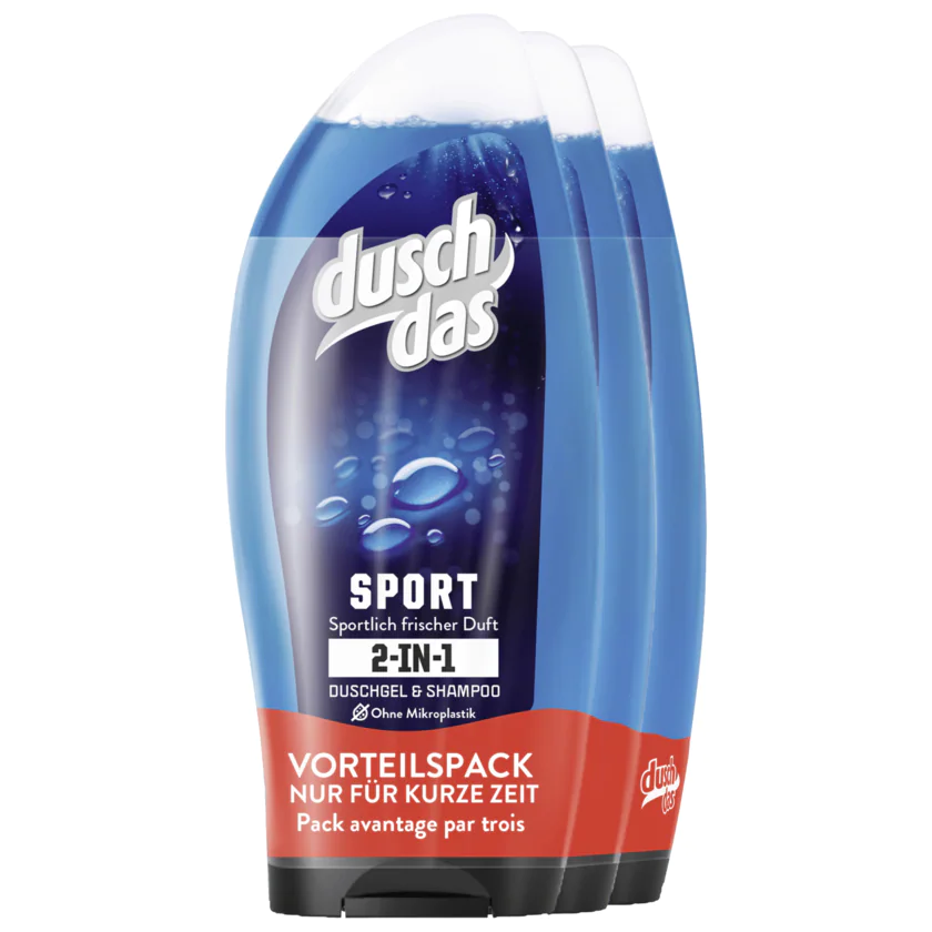 Duschdas Duschgel & Shampoo 2in1 Sport 3x250ml - 8711700962285