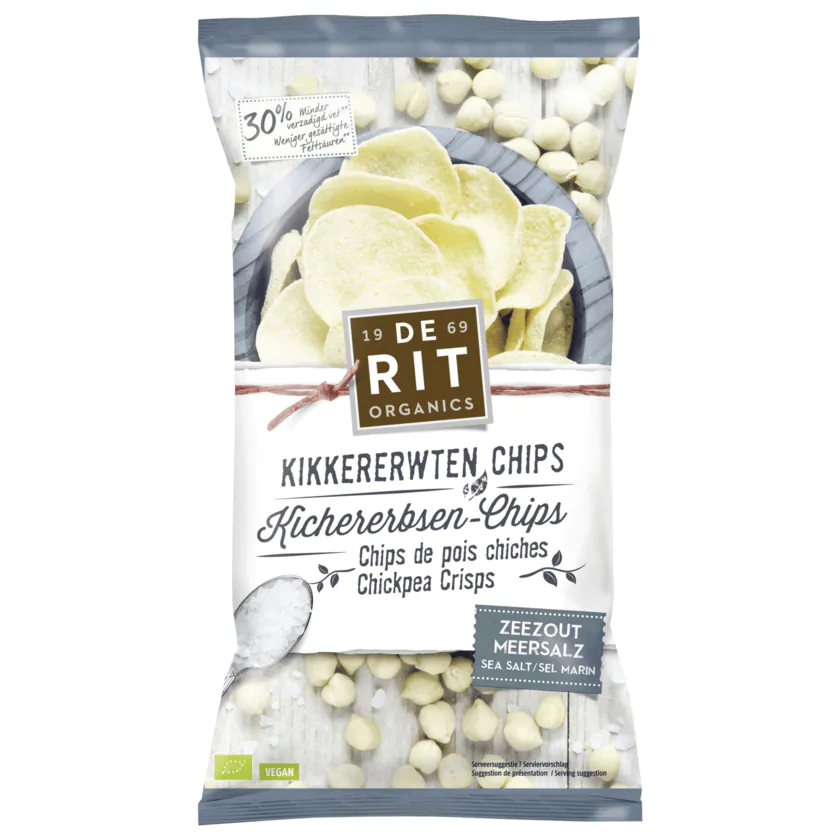 DeRit Bio Kichererbsen-Chips Meersalz 75g - 8711812414870