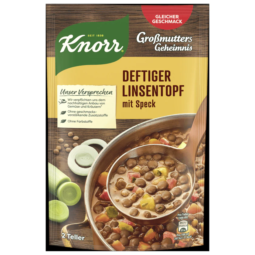 Knorr Eintopf Großmutters Geheimnis Deftiger Linsentopf 2 Teller - 8712100405266