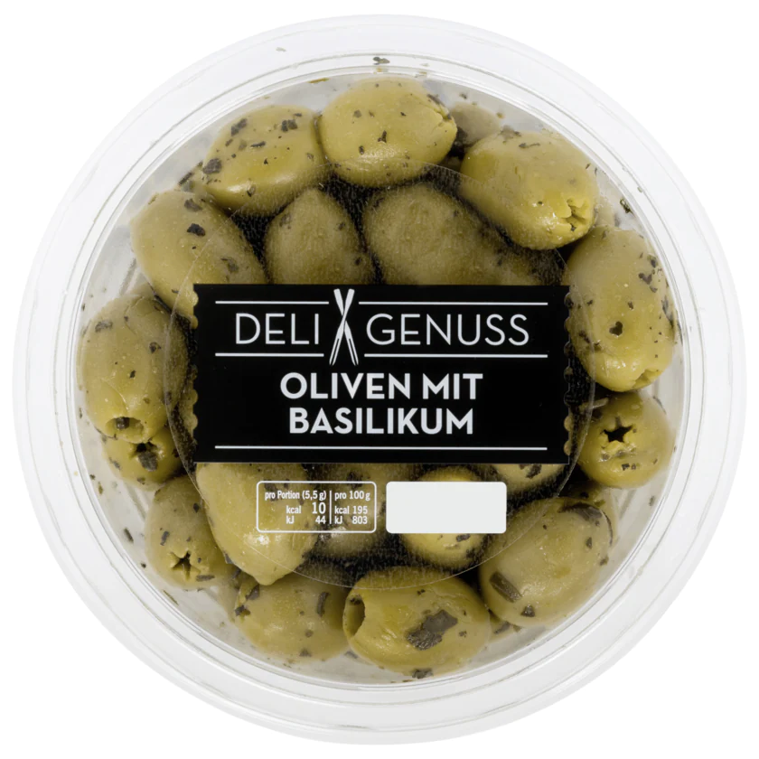 Deli Genuss Oliven mit Basilikum 165g - 8713734016842