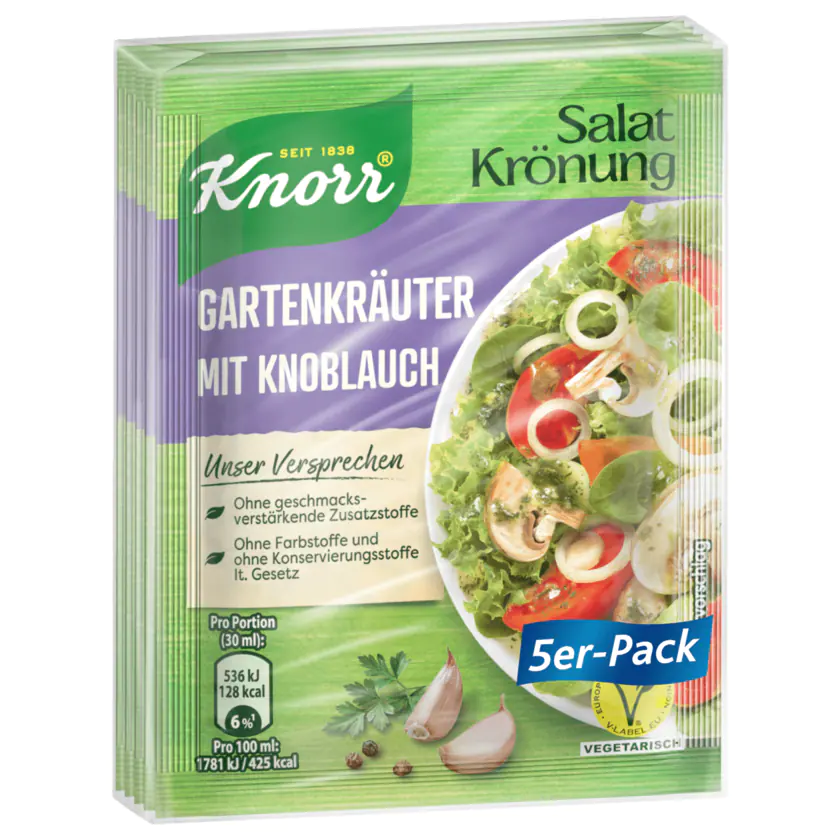 Knorr Salatkrönung Gartenkräuter Knoblauch Dressing 5er-Pack 40g - 8714100823576