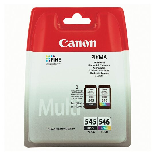 Canon Pg-545 /Cl-546 Printer Ink Cartridges - 8714574605517
