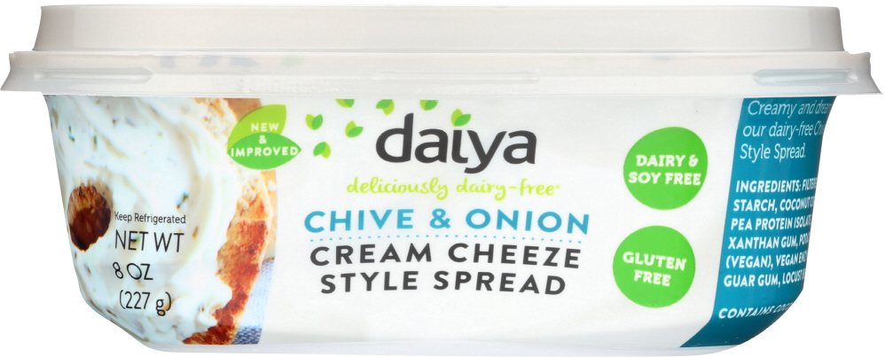 DAIYA: Chive & Onion Cream Cheese Style Spread, 8 oz - 0871459001098