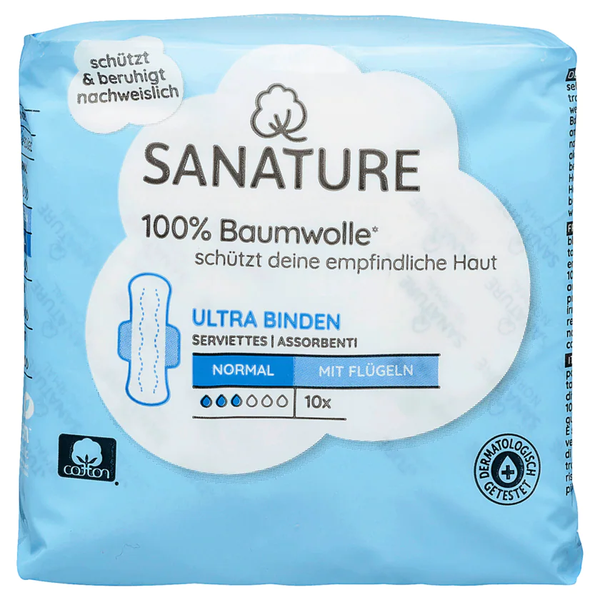 Sanature Ultra Binden Normal mit Flügeln 10 Stück - 8717677381364