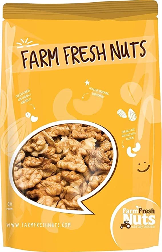  Dry Roasted Unsalted California Walnuts (1 Lb.) - Oven Roasted to Perfection in Small Batches for Added Freshness - Vegan & Keto Friendly - Farm Fresh Nuts Brand  - 875861008003