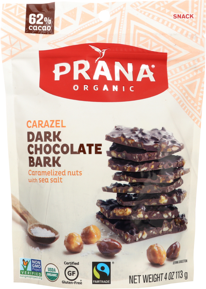 Carazel Organic Caramelized Nuts With Sea Salt 62% Cacao Dark Chocolate Bark, Carazel - 877693008466