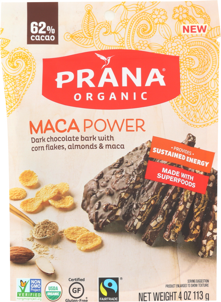 Organic Maca Power Dark Chocolate Bark With Corn Flakes, Almonds & Maca - 877693008534