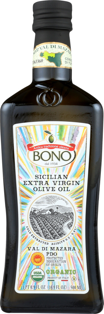 BONO: Organic Sicilian Extra Virgin Olive Oil, 0.5 lt - 0879026000123